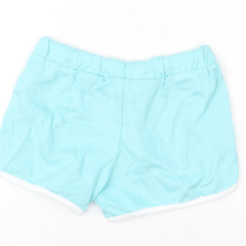 Marks and Spencer Girls Blue Cotton Bermuda Shorts Size 6-7 Years Regular Drawstring