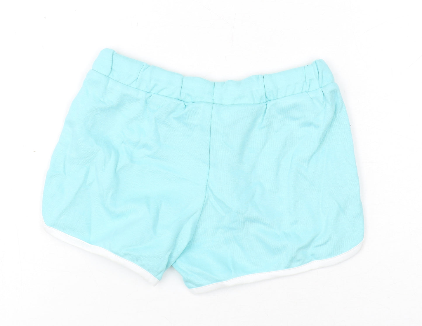 Marks and Spencer Girls Blue Cotton Bermuda Shorts Size 6-7 Years Regular Drawstring