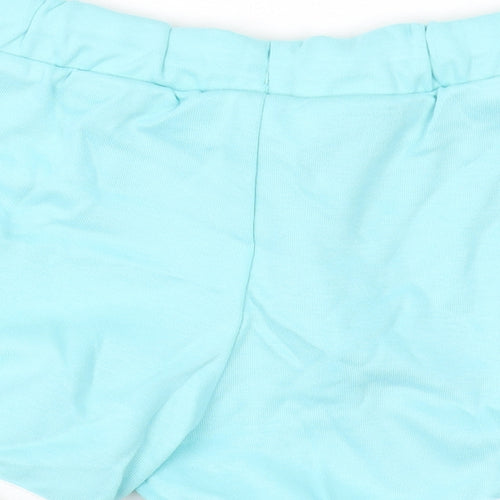 Marks and Spencer Girls Blue Cotton Bermuda Shorts Size 6-7 Years Regular Drawstring