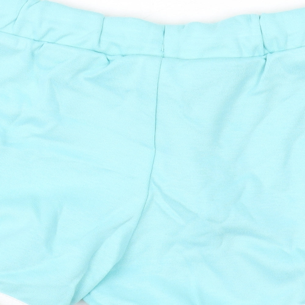 Marks and Spencer Girls Blue Cotton Bermuda Shorts Size 6-7 Years Regular Drawstring