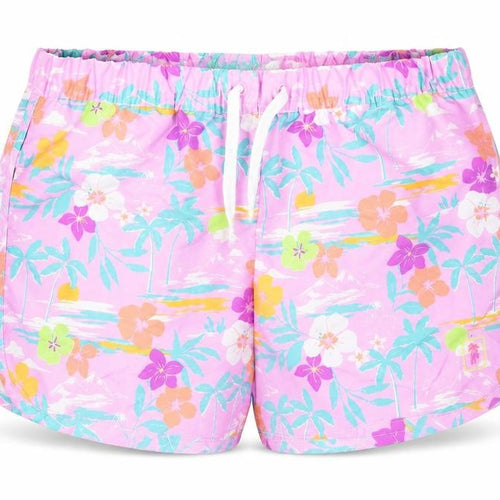 Marks and Spencer Girls Purple Geometric Polyester Bermuda Shorts Size 13-14 Years Regular Drawstring