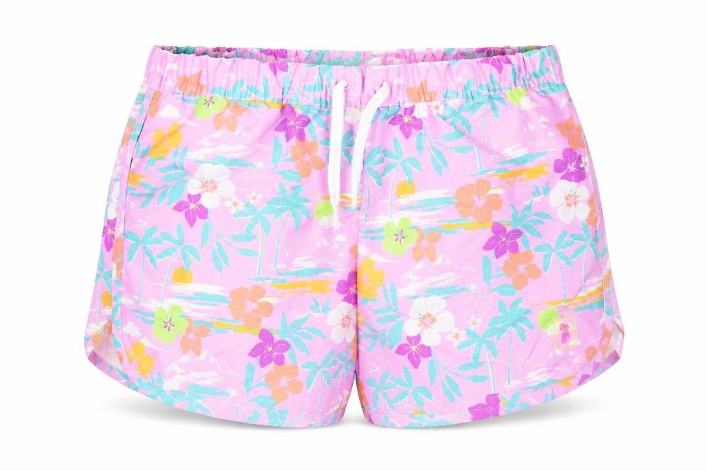Marks and Spencer Girls Purple Geometric Polyester Bermuda Shorts Size 13-14 Years Regular Drawstring