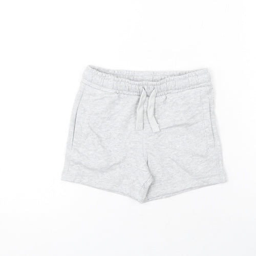 Marks and Spencer Boys Grey Cotton Sweat Shorts Size 2-3 Years Regular Drawstring