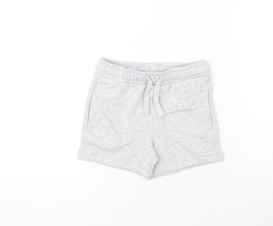 Marks and Spencer Boys Grey Cotton Sweat Shorts Size 2-3 Years Regular Drawstring