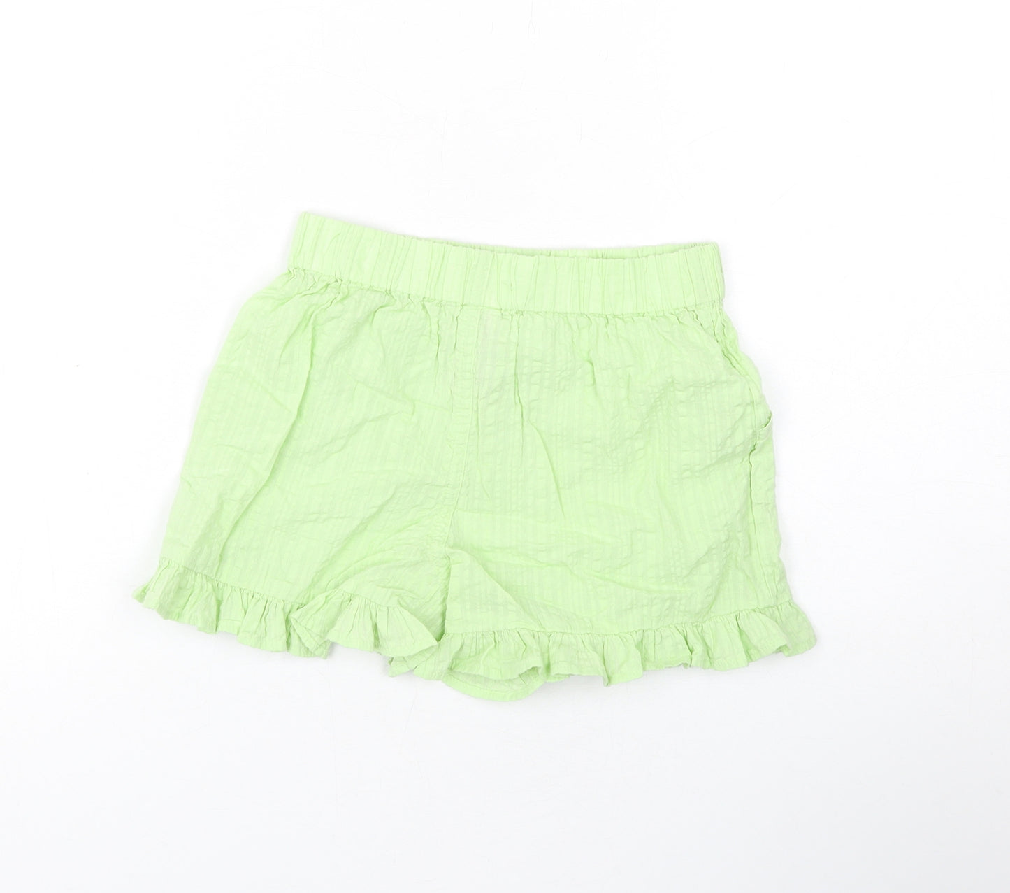 Marks and Spencer Girls Green Cotton Bermuda Shorts Size 5-6 Years Regular Drawstring