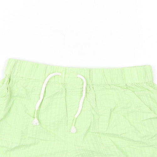 Marks and Spencer Girls Green Cotton Bermuda Shorts Size 5-6 Years Regular Drawstring