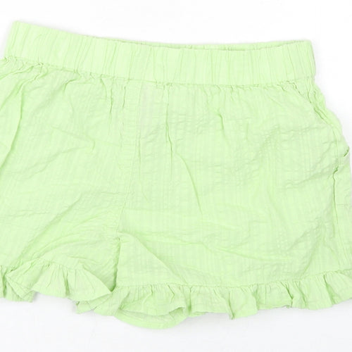 Marks and Spencer Girls Green Cotton Bermuda Shorts Size 5-6 Years Regular Drawstring