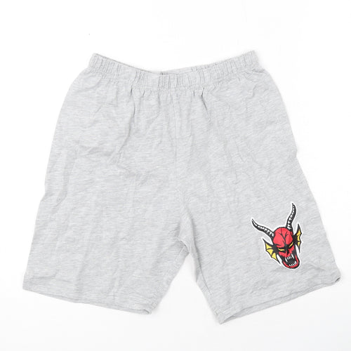 Marks and Spencer Boys Grey Cotton Sweat Shorts Size 10-11 Years L7 in Regular - Stranger Things