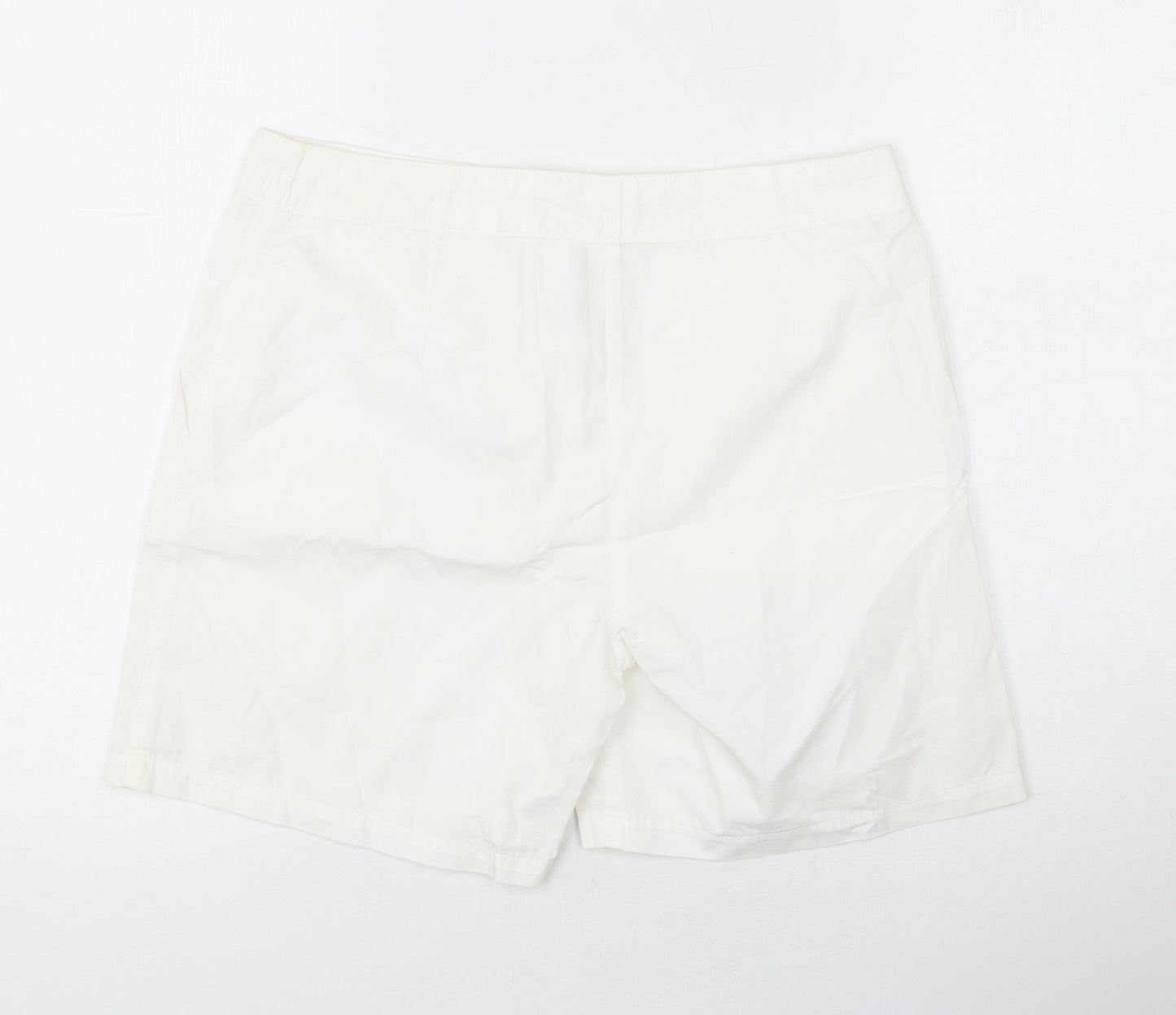 Marks and Spencer Womens White Cotton Basic Shorts Size 8 L6 in Regular Zip