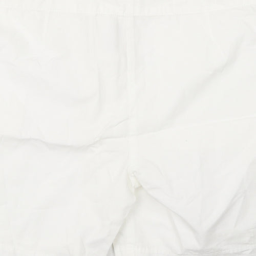 Marks and Spencer Womens White Cotton Basic Shorts Size 8 L6 in Regular Zip