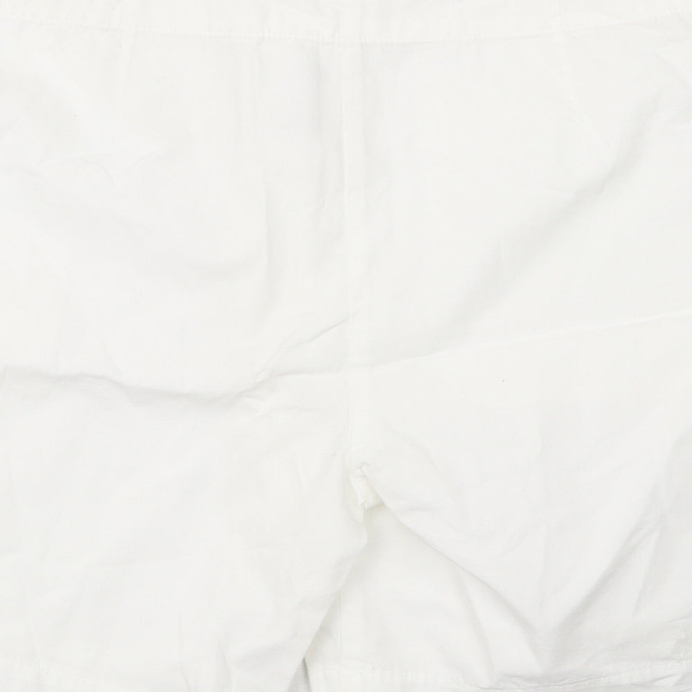Marks and Spencer Womens White Cotton Basic Shorts Size 8 L6 in Regular Zip