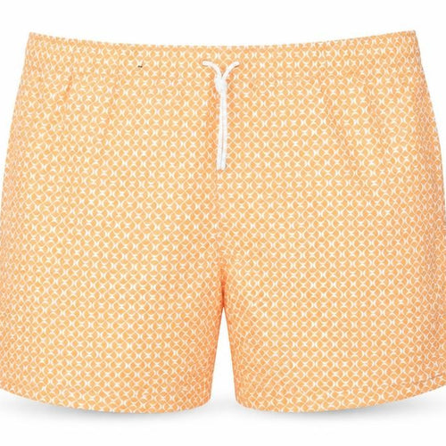 Marks and Spencer Mens Orange Geometric Polyester Bermuda Shorts Size 3XL L6 in Regular Drawstring