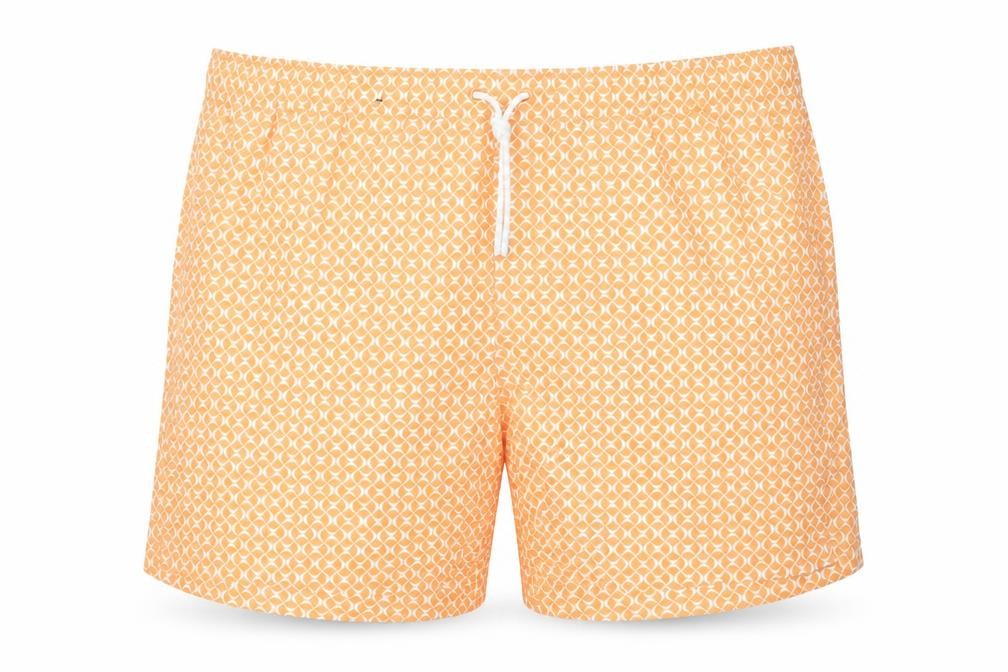 Marks and Spencer Mens Orange Geometric Polyester Bermuda Shorts Size 3XL L6 in Regular Drawstring