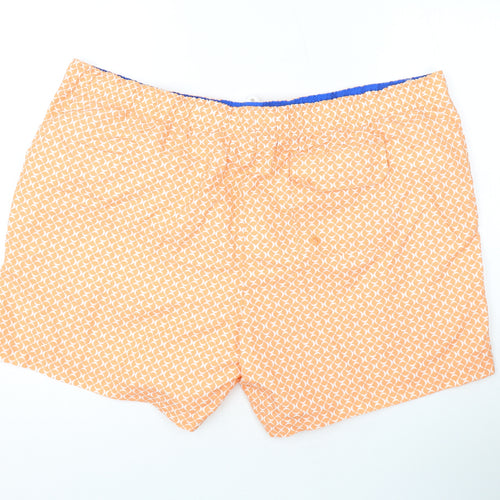 Marks and Spencer Mens Orange Geometric Polyester Bermuda Shorts Size 3XL L6 in Regular Drawstring