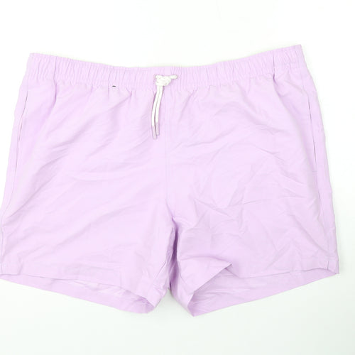 Marks and Spencer Mens Purple Polyester Bermuda Shorts Size 2XL L6 in Regular Drawstring - Swim Shorts
