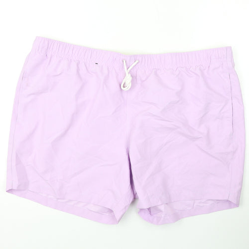 Marks and Spencer Mens Purple Polyester Bermuda Shorts Size 3XL L6 in Regular Drawstring - Swim Shorts