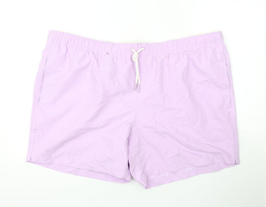 Marks and Spencer Mens Purple Polyester Bermuda Shorts Size 3XL L6 in Regular Drawstring - Swim Shorts