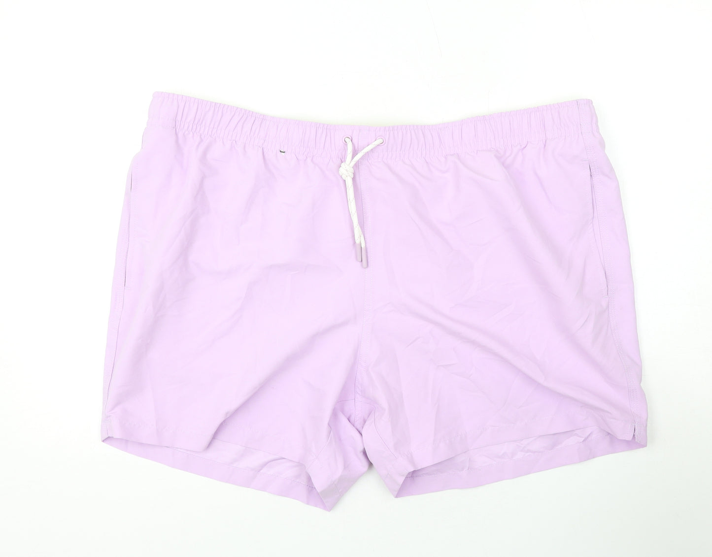 Marks and Spencer Mens Purple Polyester Bermuda Shorts Size 3XL L6 in Regular Drawstring - Swim Shorts