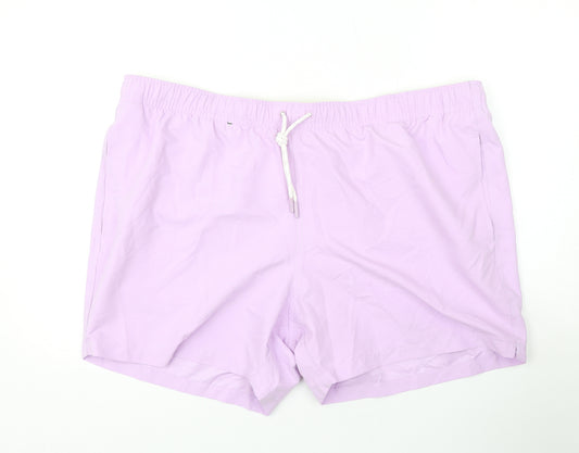 Marks and Spencer Mens Purple Polyester Bermuda Shorts Size 3XL L6 in Regular Drawstring - Swim Shorts