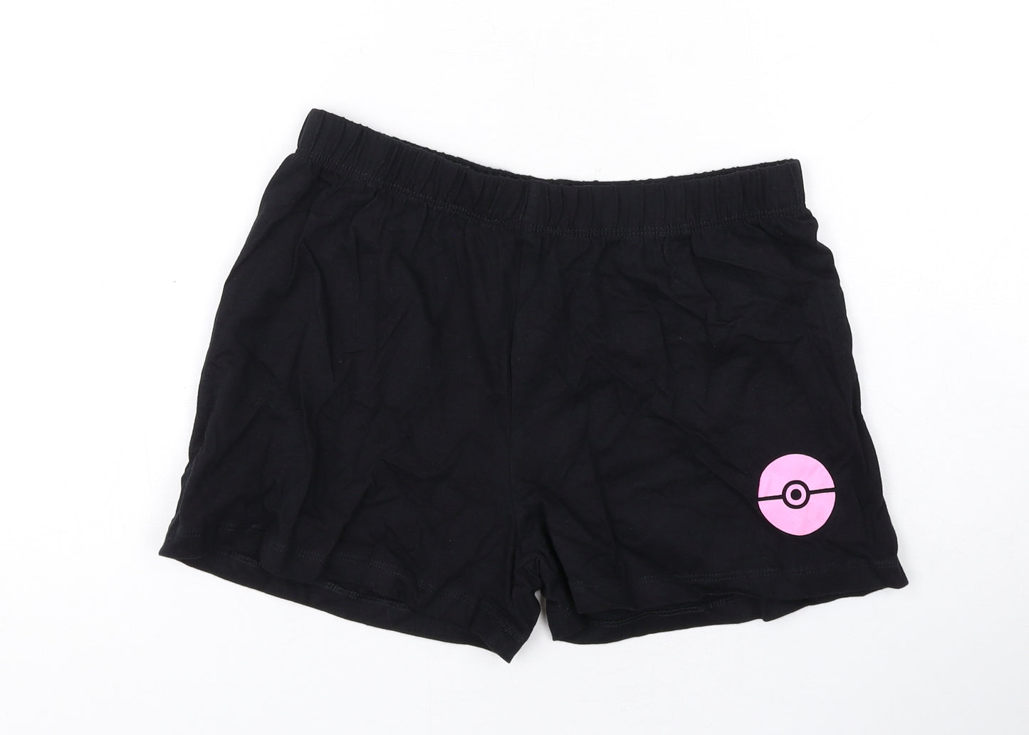 Marks and Spencer Boys Black Cotton Sweat Shorts Size 11-12 Years Regular - Pokemon