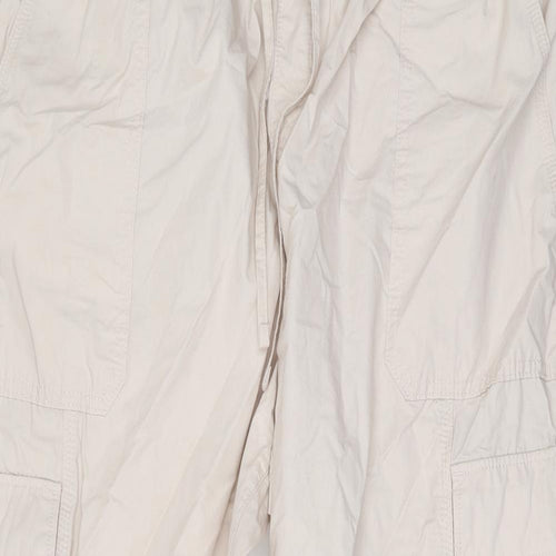 Marks and Spencer Womens Beige Cotton Cargo Trousers Size 20 L23 in Regular Zip