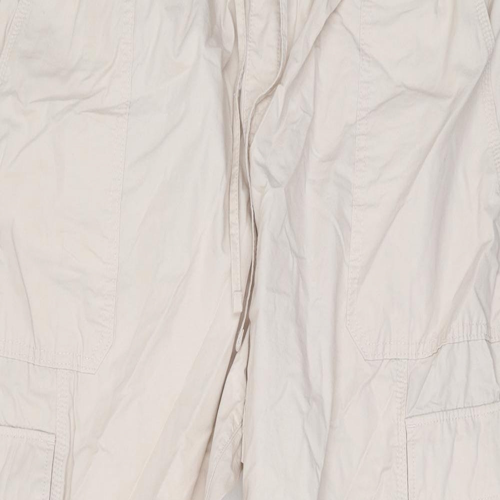 Marks and Spencer Womens Beige Cotton Cargo Trousers Size 20 L23 in Regular Zip