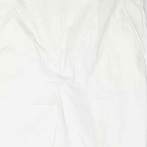 Marks and Spencer Womens White Cotton Cropped Trousers Size 22 L21 in Regular Zip