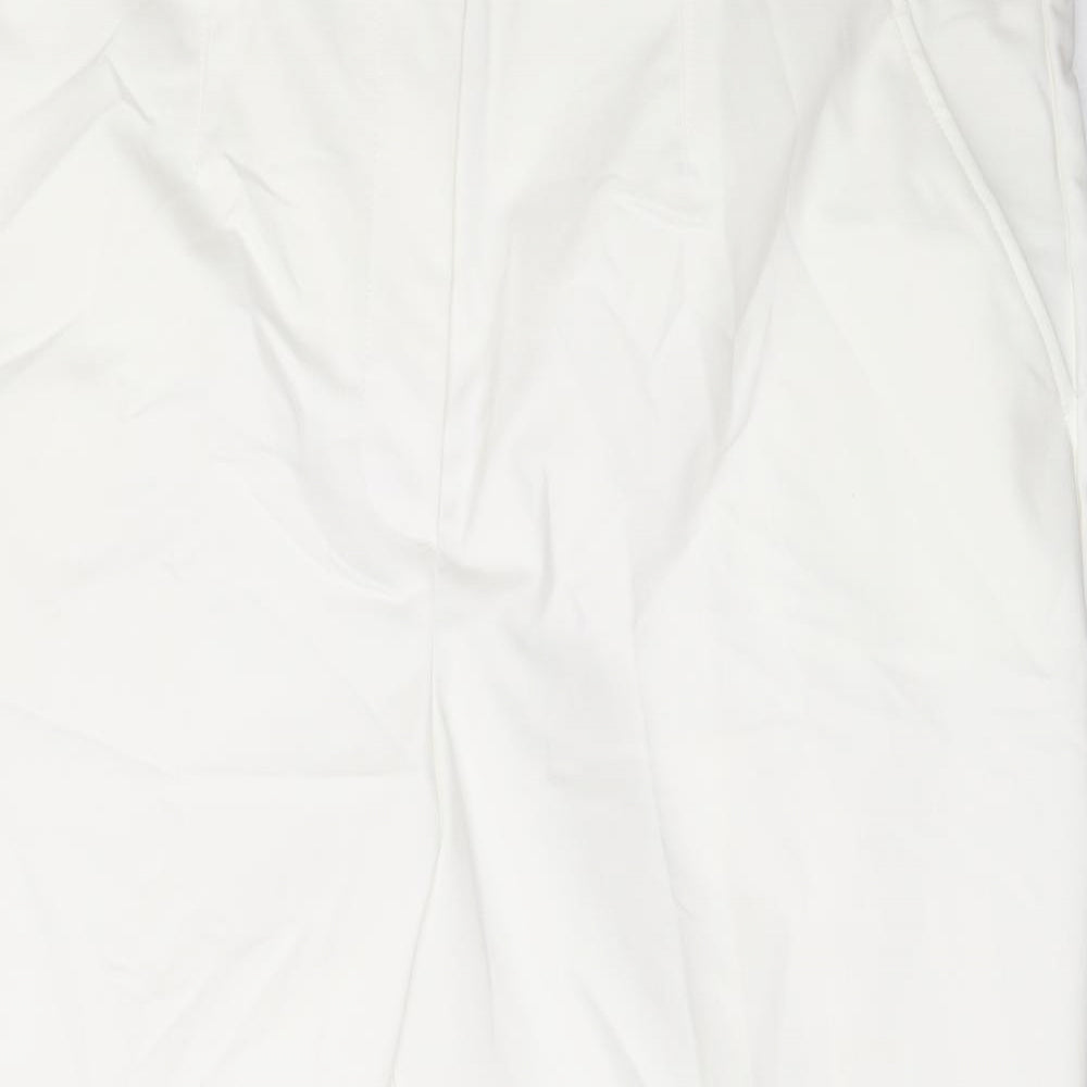 Marks and Spencer Womens White Cotton Cropped Trousers Size 22 L21 in Regular Zip