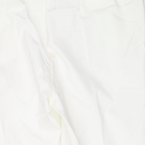 Marks and Spencer Womens White Cotton Cropped Trousers Size 22 L21 in Regular Zip