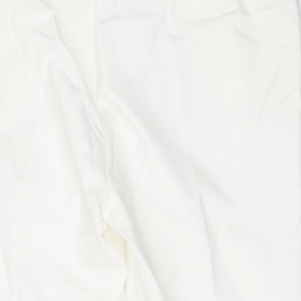 Marks and Spencer Womens White Cotton Cropped Trousers Size 22 L21 in Regular Zip