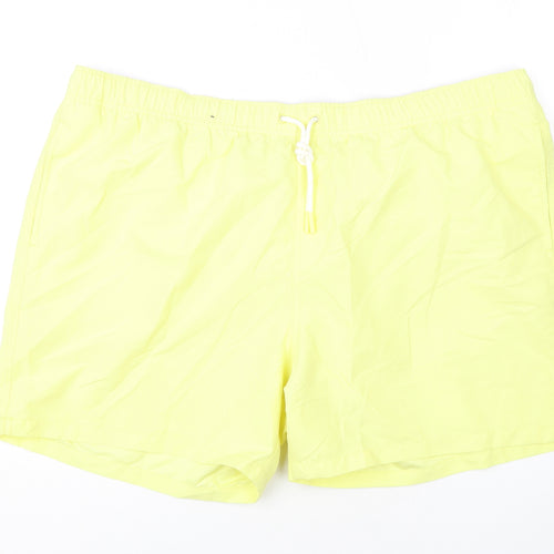 Marks and Spencer Mens Yellow Polyester Bermuda Shorts Size 3XL L10 in Regular Drawstring - Swim Shorts