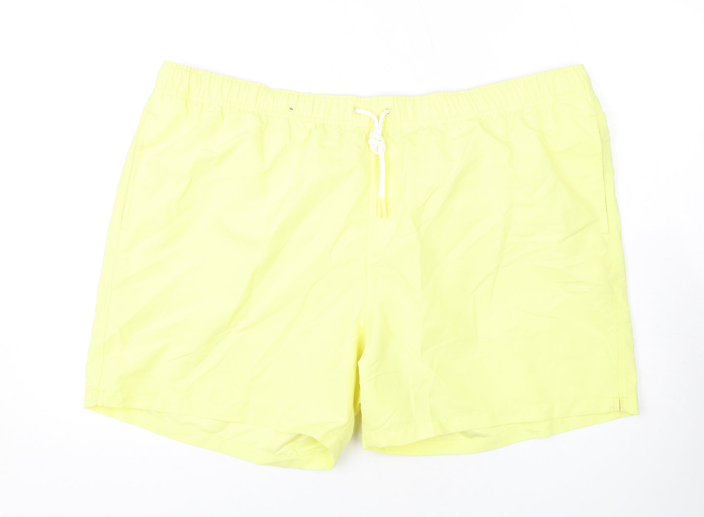 Marks and Spencer Mens Yellow Polyester Bermuda Shorts Size 3XL L10 in Regular Drawstring - Swim Shorts