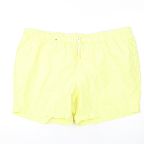 Marks and Spencer Mens Yellow Polyester Bermuda Shorts Size 3XL L10 in Regular Drawstring - Swim Shorts