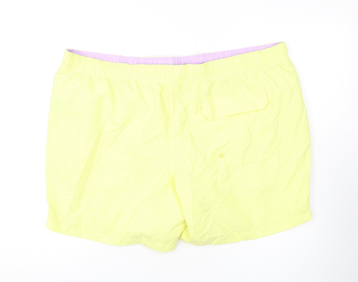 Marks and Spencer Mens Yellow Polyester Bermuda Shorts Size 3XL L10 in Regular Drawstring - Swim Shorts