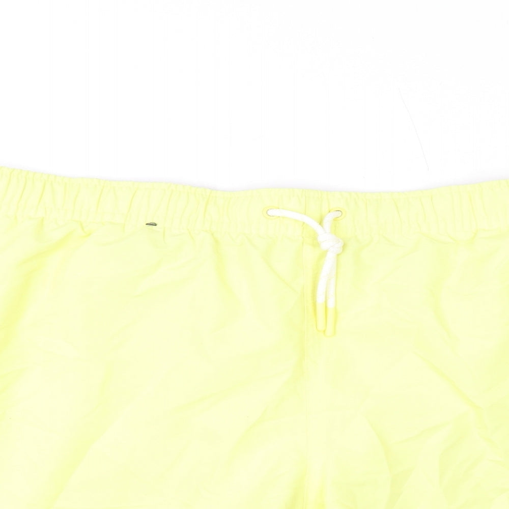 Marks and Spencer Mens Yellow Polyester Bermuda Shorts Size 3XL L10 in Regular Drawstring - Swim Shorts