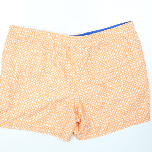 Marks and Spencer Mens Orange Geometric Polyester Bermuda Shorts Size 3XL L10 in Regular Drawstring - Swim Shorts