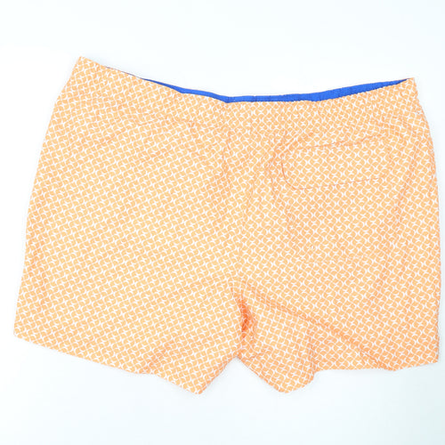 Marks and Spencer Mens Orange Geometric Polyester Bermuda Shorts Size 3XL L10 in Regular Drawstring - Swim Shorts