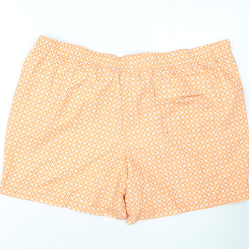 Marks and Spencer Mens Orange Geometric Polyester Bermuda Shorts Size 3XL L10 in Regular Drawstring - Swim Shorts