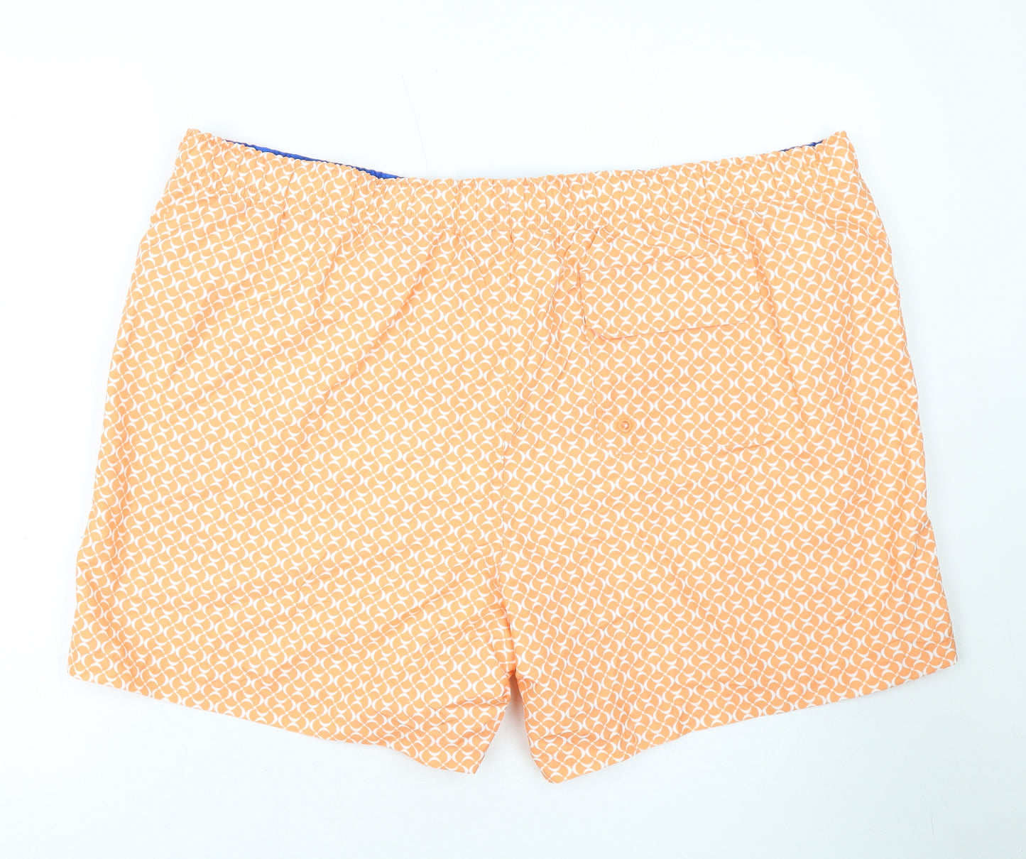 Marks and Spencer Mens Orange Geometric Polyester Bermuda Shorts Size 3XL L10 in Regular Drawstring - Swim Shorts