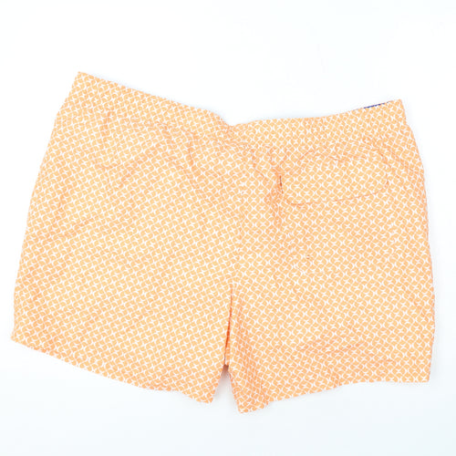 Marks and Spencer Mens Orange Geometric Polyester Bermuda Shorts Size 3XL L10 in Regular Drawstring - Swim Shorts