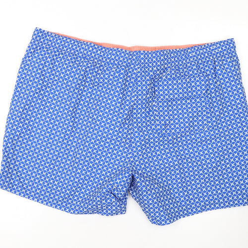 Marks and Spencer Mens Blue Geometric Polyester Bermuda Shorts Size 3XL L6 in Regular Drawstring - Swim Shorts