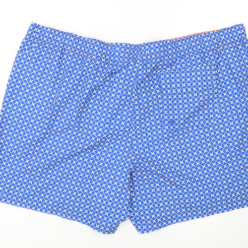 Marks and Spencer Mens Blue Geometric Polyester Bermuda Shorts Size 3XL L6 in Regular Drawstring - Swim Shorts