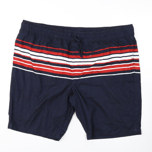 Marks and Spencer Mens Black Striped Polyester Bermuda Shorts Size 3XL L10 in Regular Drawstring - Swim Shorts