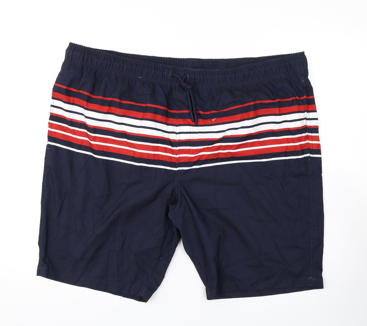 Marks and Spencer Mens Black Striped Polyester Bermuda Shorts Size 3XL L10 in Regular Drawstring - Swim Shorts