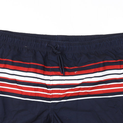 Marks and Spencer Mens Black Striped Polyester Bermuda Shorts Size 3XL L10 in Regular Drawstring - Swim Shorts