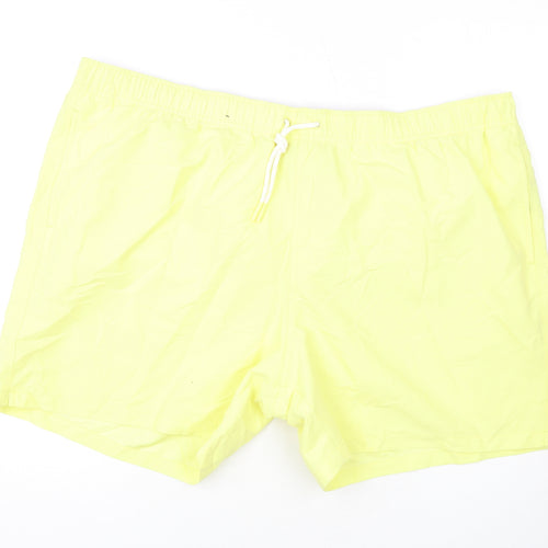 Marks and Spencer Mens Yellow Polyester Bermuda Shorts Size 3XL L6 in Regular Drawstring - Swim Shorts