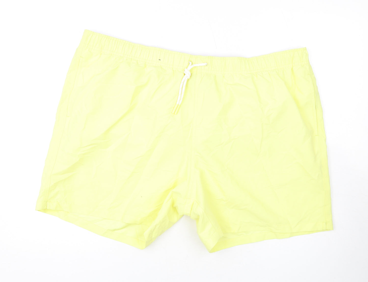 Marks and Spencer Mens Yellow Polyester Bermuda Shorts Size 3XL L6 in Regular Drawstring - Swim Shorts