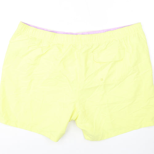 Marks and Spencer Mens Yellow Polyester Bermuda Shorts Size 3XL L6 in Regular Drawstring - Swim Shorts