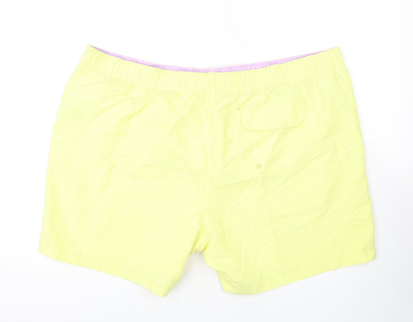 Marks and Spencer Mens Yellow Polyester Bermuda Shorts Size 3XL L6 in Regular Drawstring - Swim Shorts