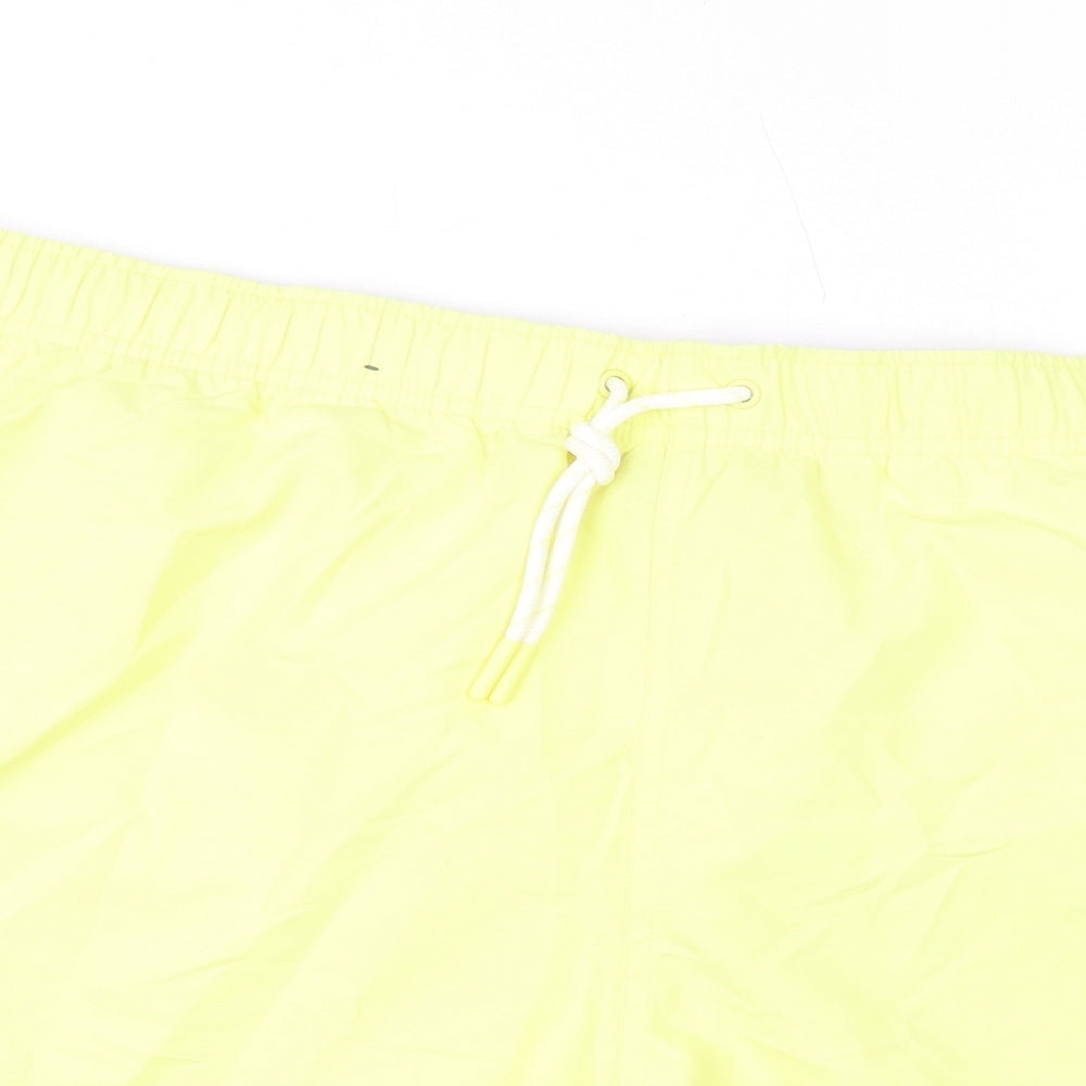 Marks and Spencer Mens Yellow Polyester Bermuda Shorts Size 3XL L6 in Regular Drawstring - Swim Shorts